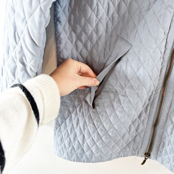 Barbour Lulworth Quilted Long Sleeve Full Zip Jacket Coat Light Blue 8 - Picture 10 of 11